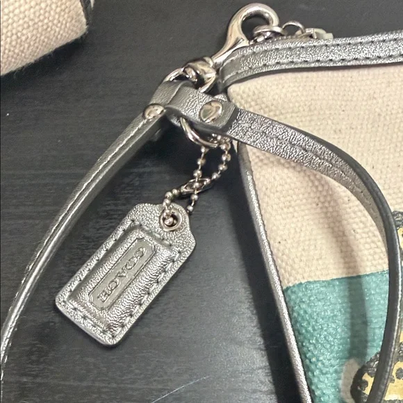 Coach Starfish Canvas Tote Set - Cream and Teal - Picture 8 of 12